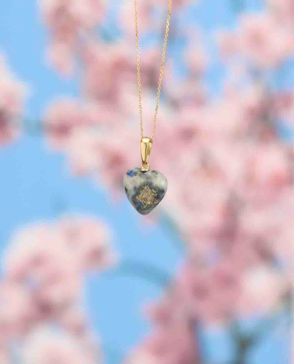 Pendentif Coeur En Agate Naturelle 2 Cm Sur Cordon Ciré Noir - Occasion