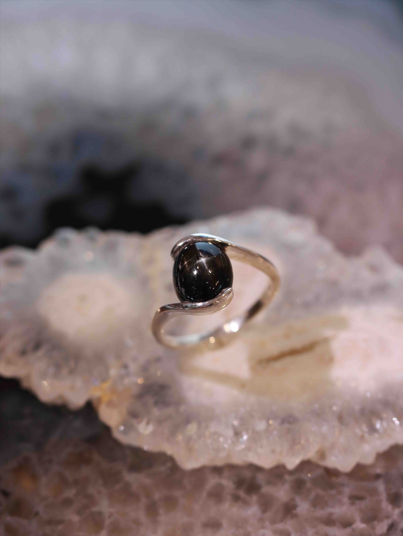 Bague Diopside noir étoilé & Argent 925 | Providence & Racine