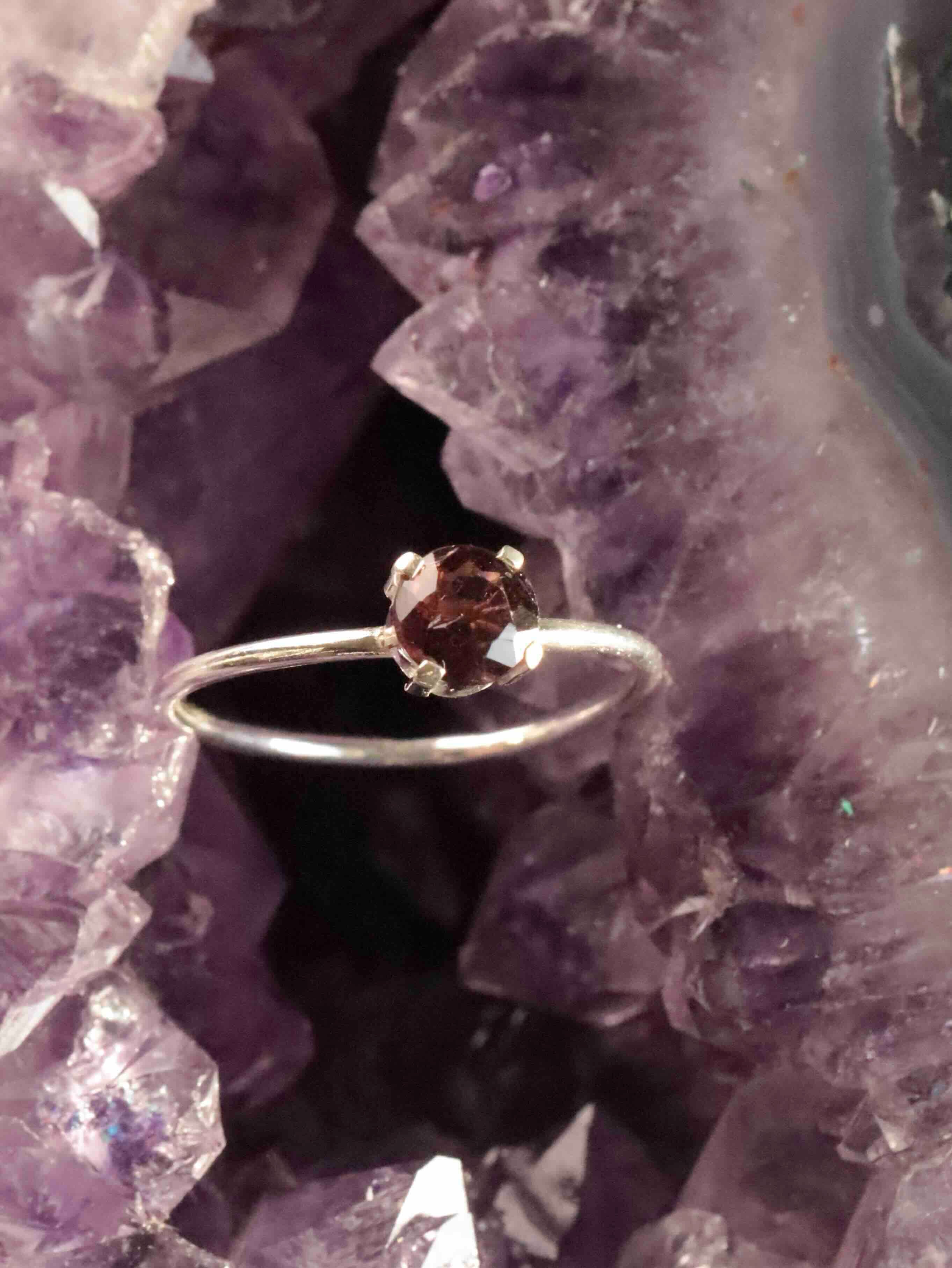 Bague Tourmaline rose foncée & Argent 925 | Guérir & Pardonner