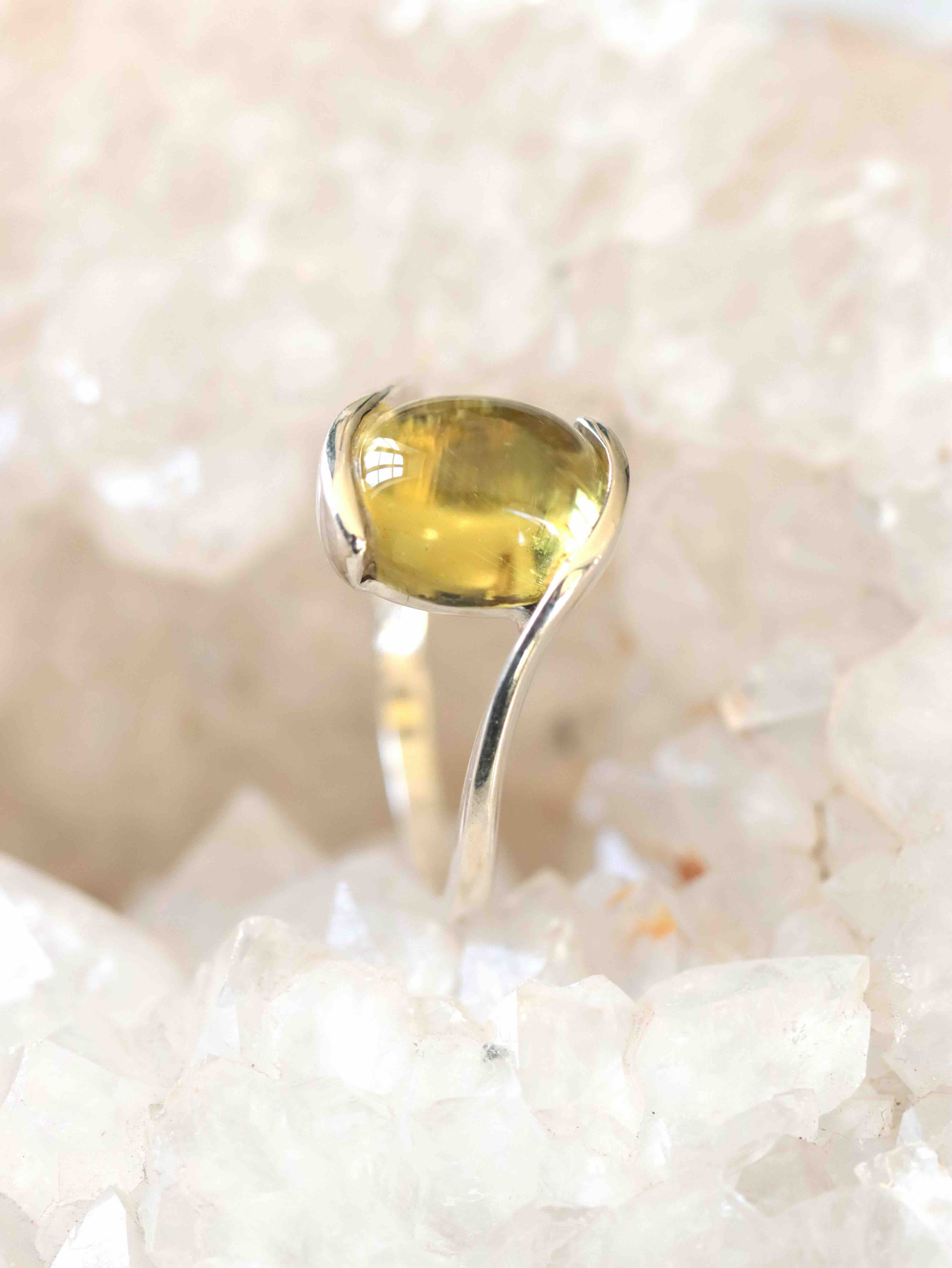 Bague Heliodore du Brésil & Argent 925 - Pierre pour l'épanouissement solaire - SOLYA - Bijoux, Cristaux et mineraux en Belgique - Boutique de pierres naturelles et ethiques