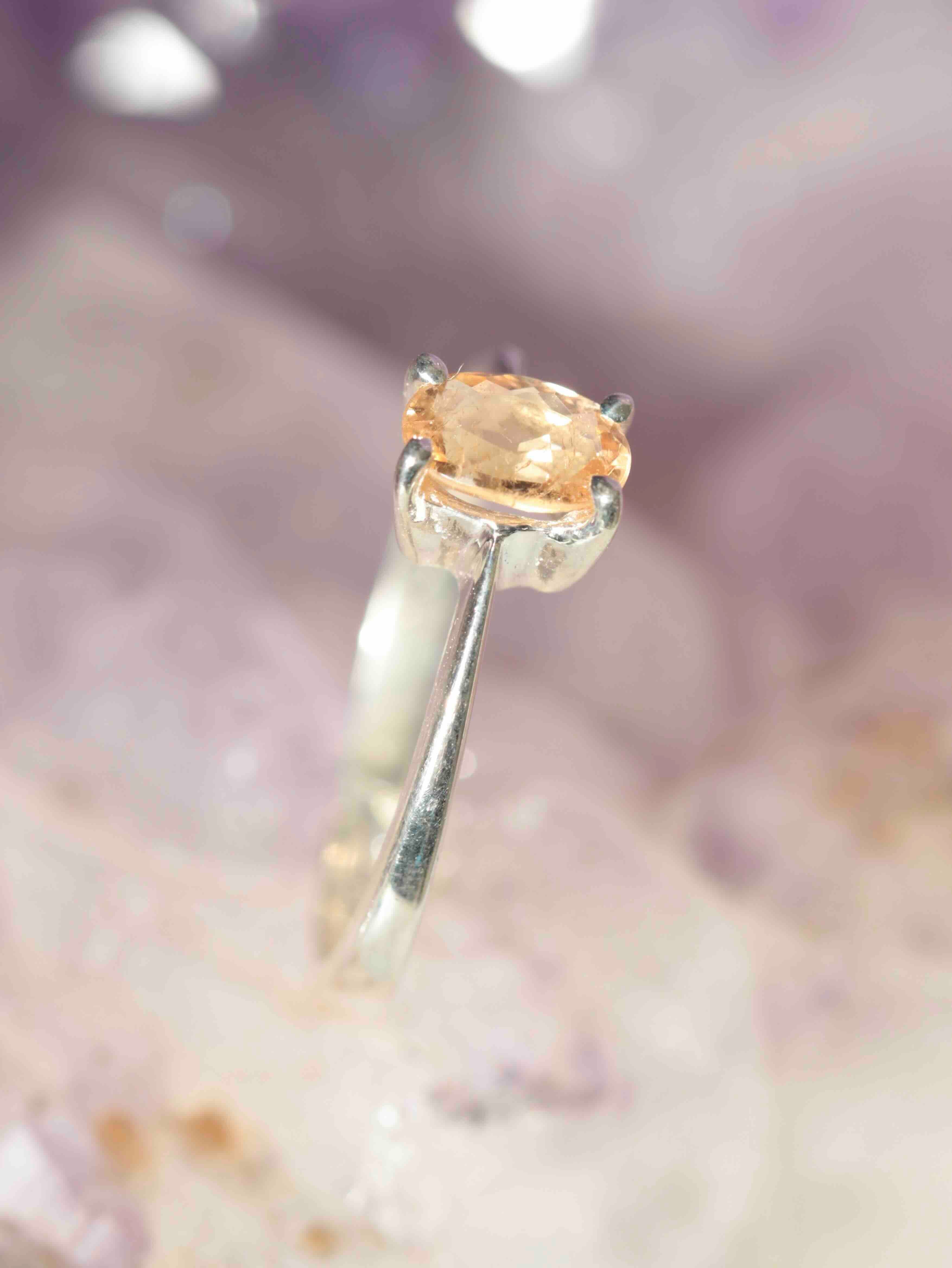 Bague Topaze orange du Brésil & Argent 925 - Pierre pour avancer vers ses objectifs et rester positive - SOLYA - Bijoux, Cristaux et mineraux en Belgique - Boutique de pierres naturelles et ethiques