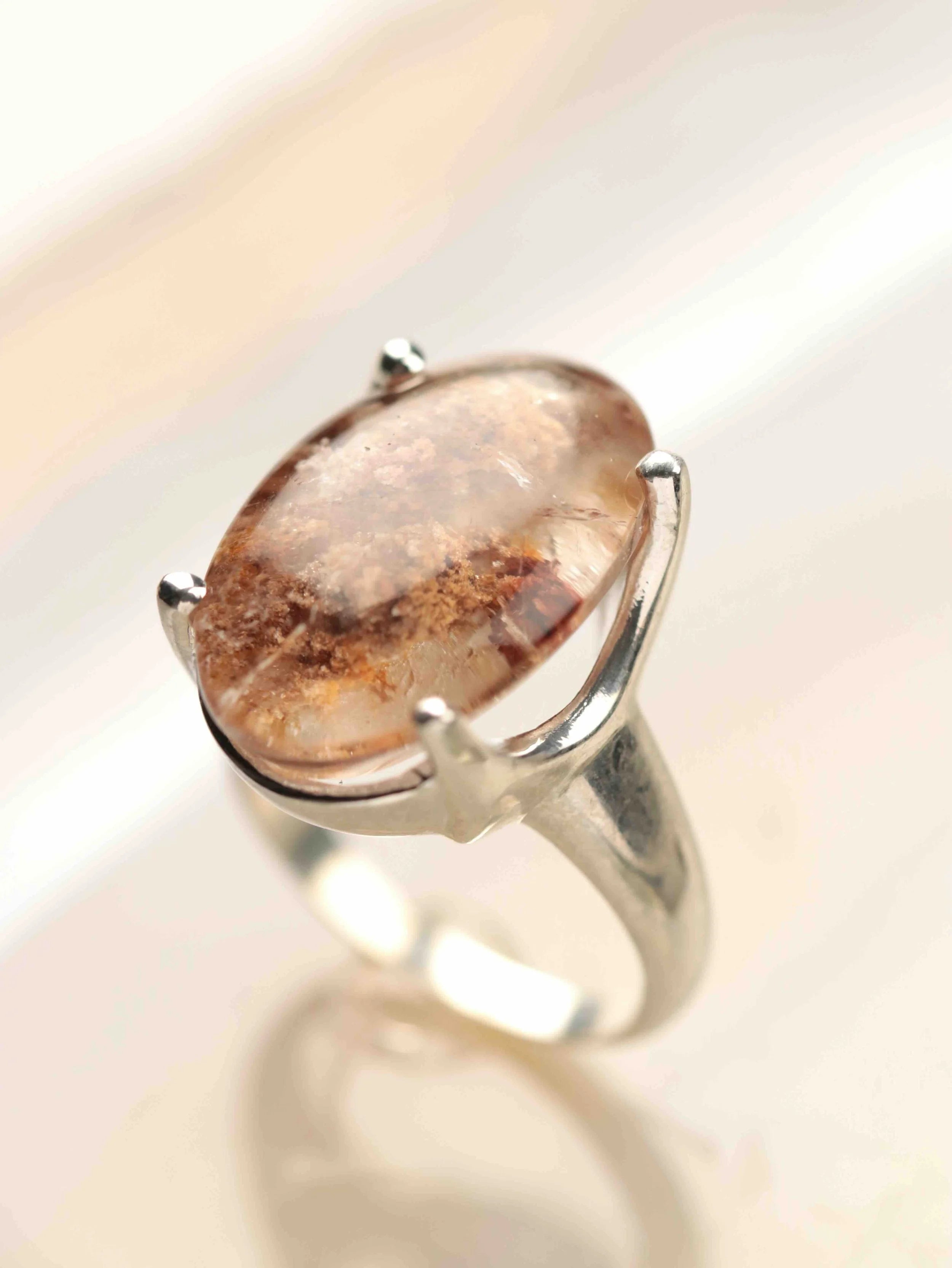 Bague en Quartz Lodolite & Argent 925 | Pierre pour cultiver son jardin | Magasin de pierres éthiques & naturelles en Belgique
