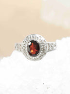 Bague granulée Grenat rouge du Brésil & Argent 925 - Pierre pour la force & la joie - SOLYA - Bijoux, Cristaux et mineraux en Belgique - Boutique de pierres naturelles et ethiques