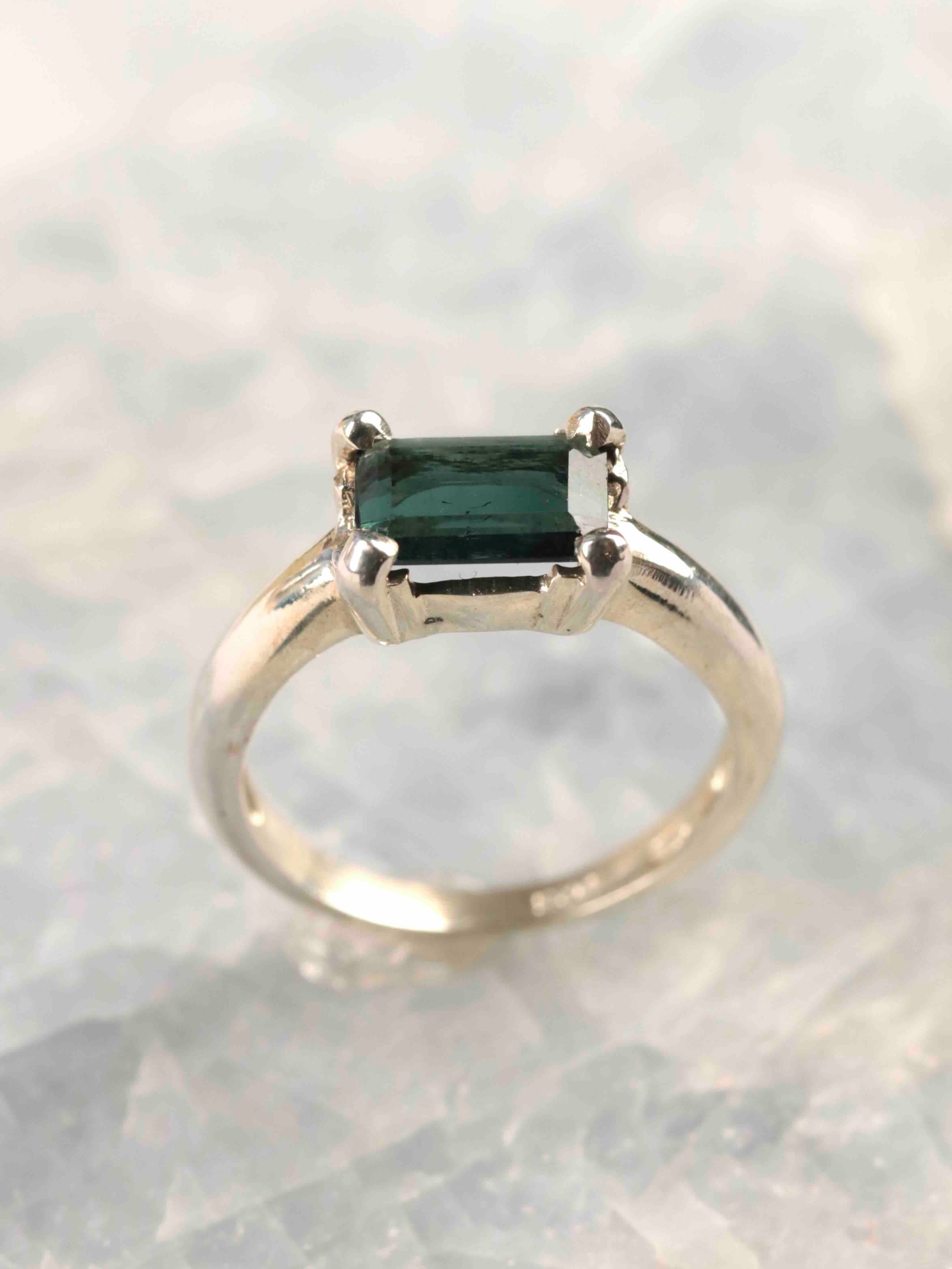 Bague Tourmaline Indigolite & Argent 925 | Intuition & Assurance