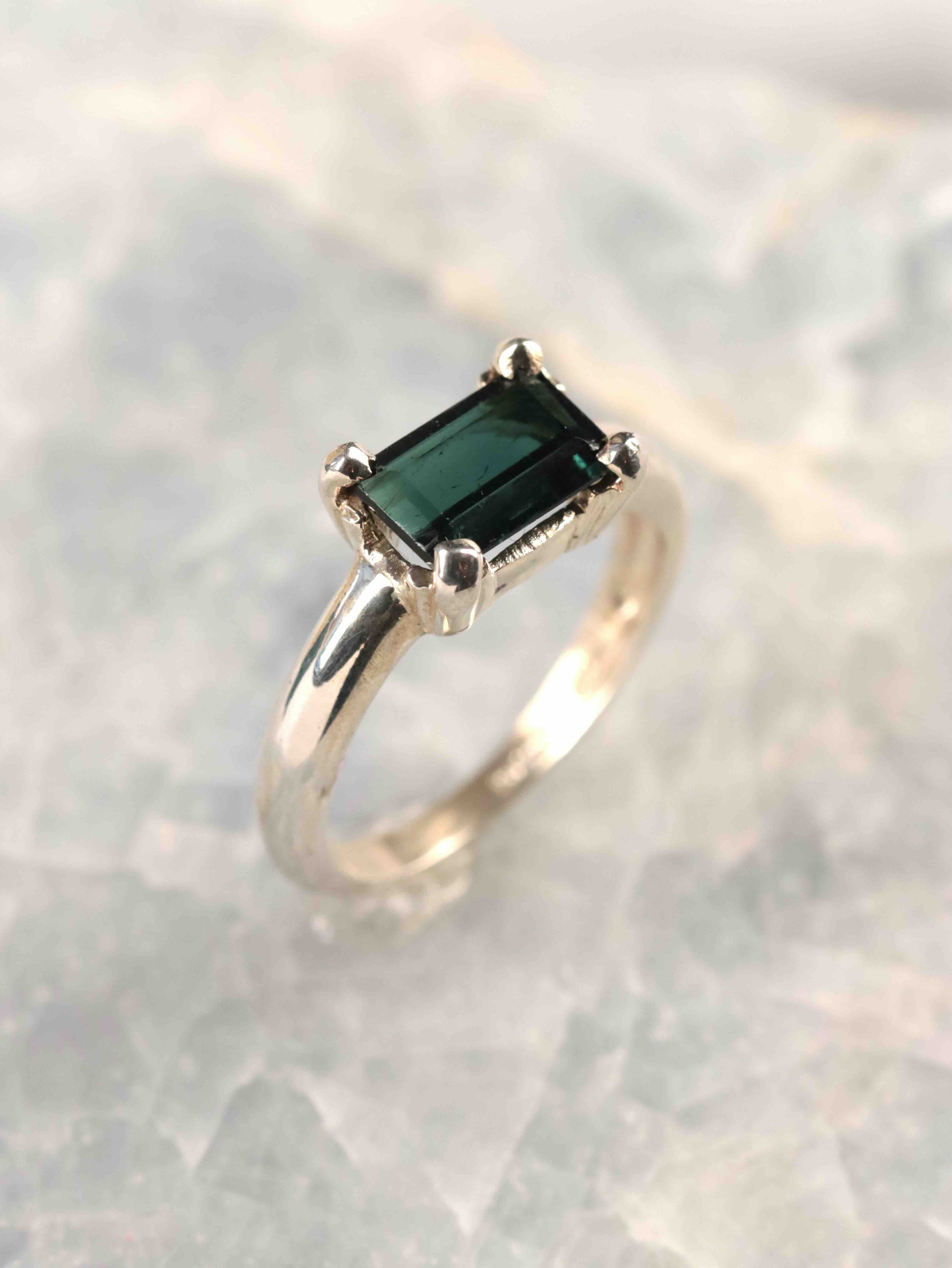 Bague Tourmaline Indigolite & Argent 925 | Intuition & Assurance