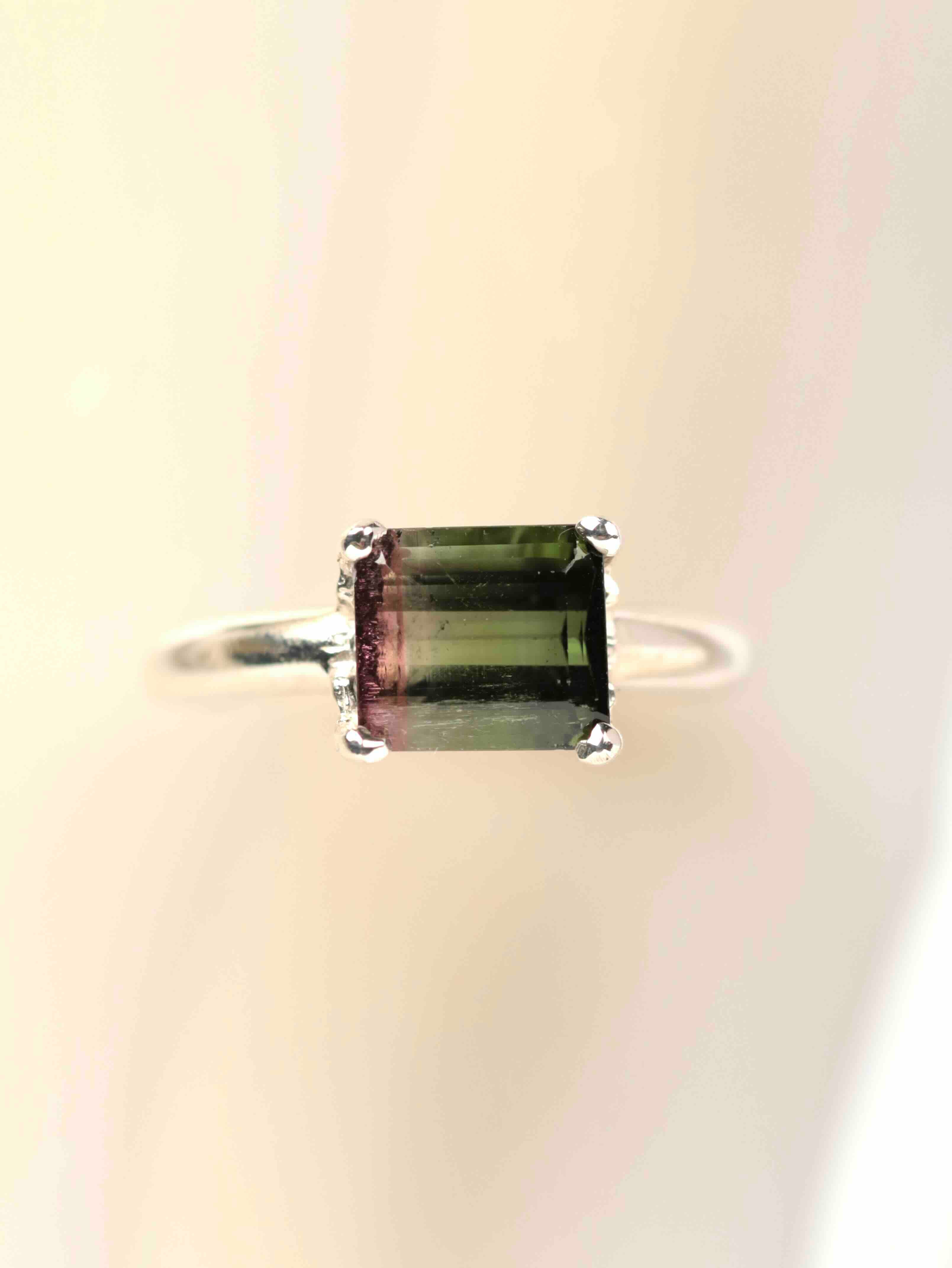 Bague Tourmaline melon d'eau & Argent 925 | Se faire confiance et aimer