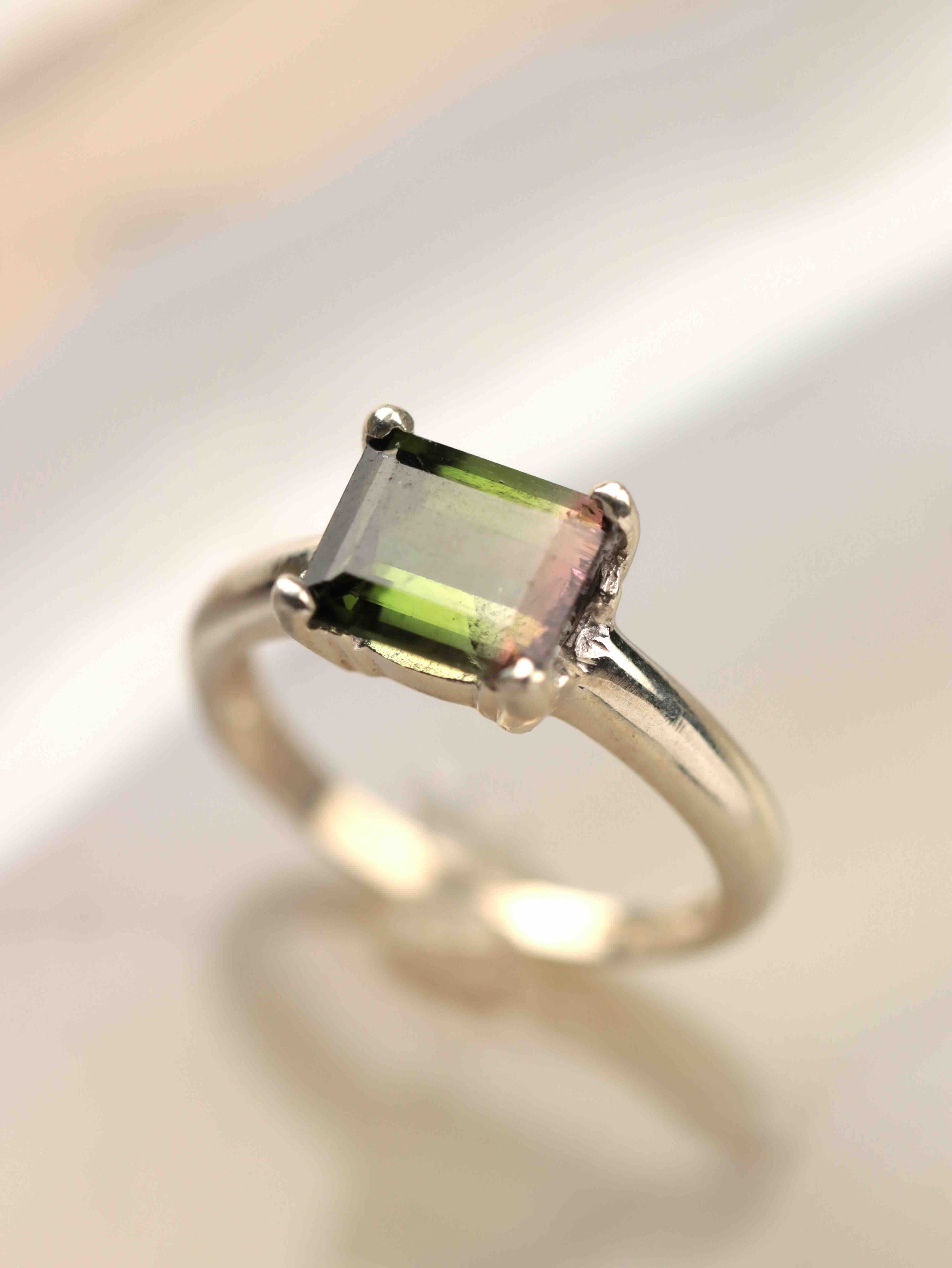 Bague Tourmaline melon d'eau & Argent 925 | Se faire confiance et aimer