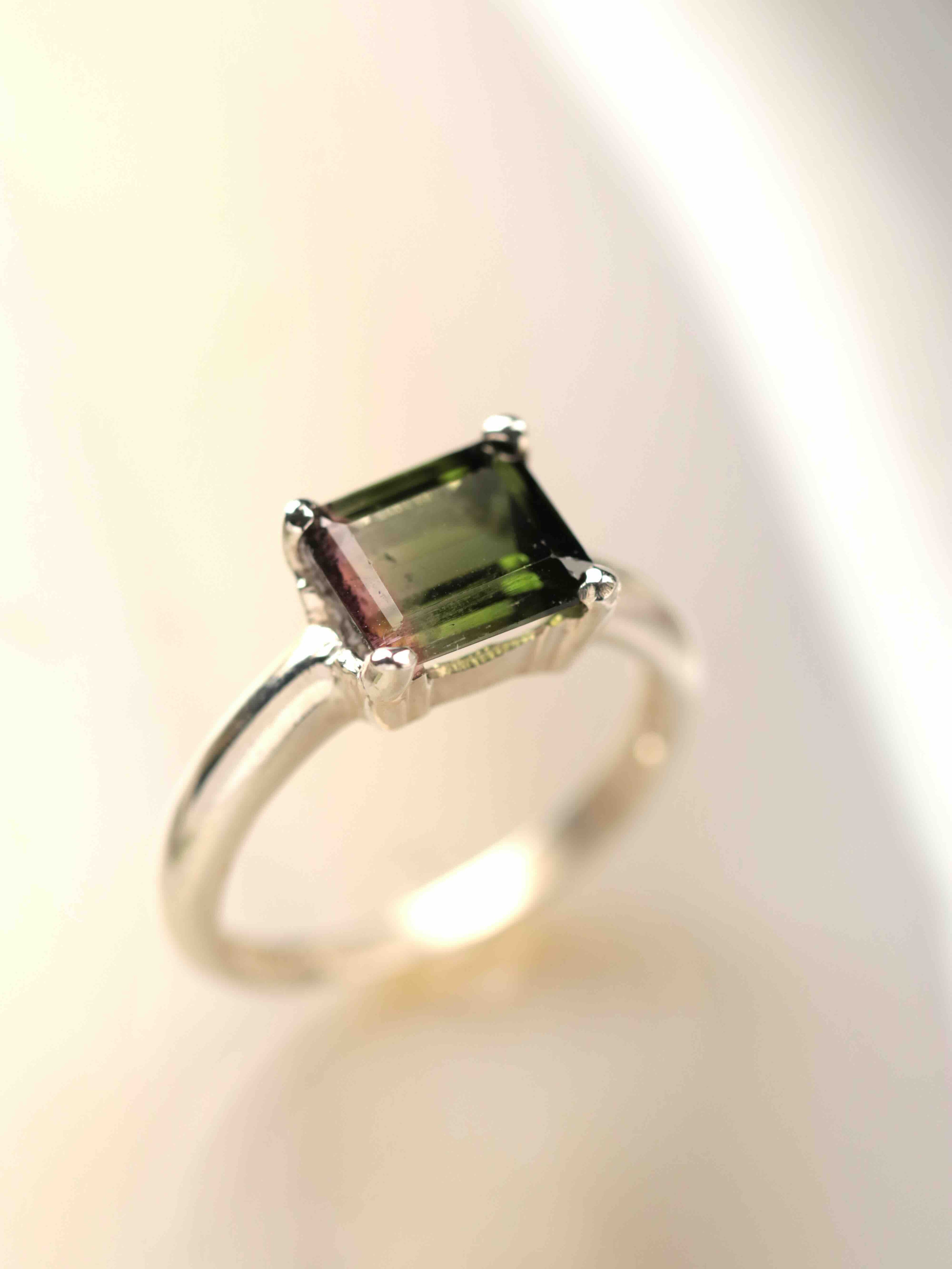 Bague Tourmaline melon d'eau & Argent 925 | Se faire confiance et aimer