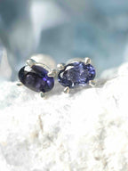 Boucle d'oreille Iolite & Argent 925 - Pierre pour le voyage intérieur - SOLYA - Bijoux, Cristaux et mineraux en Belgique - Boutique de pierres naturelles et ethiques