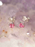 Boucle d'oreille Tourmalines rose & Argent 925 - Pierre pour guérir & pardonner - SOLYA - Bijoux, Cristaux et mineraux en Belgique - Boutique de pierres naturelles et ethiques