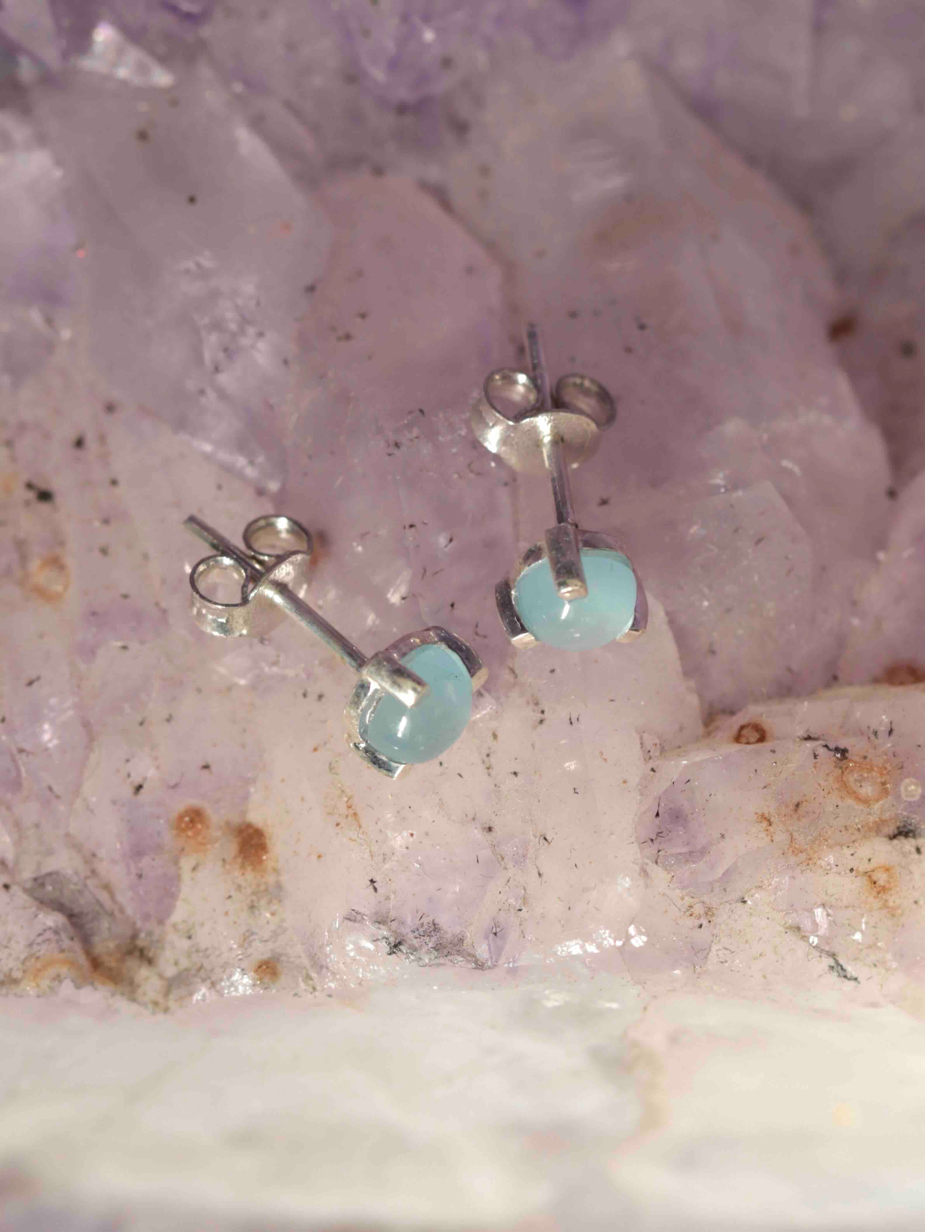 Boucle d'oreille Aigue-Marine du Brésil & Argent 925 - Pierre pour communiquer & être apaisé - SOLYA - Bijoux, Cristaux et mineraux en Belgique - Boutique de pierres naturelles et ethiques