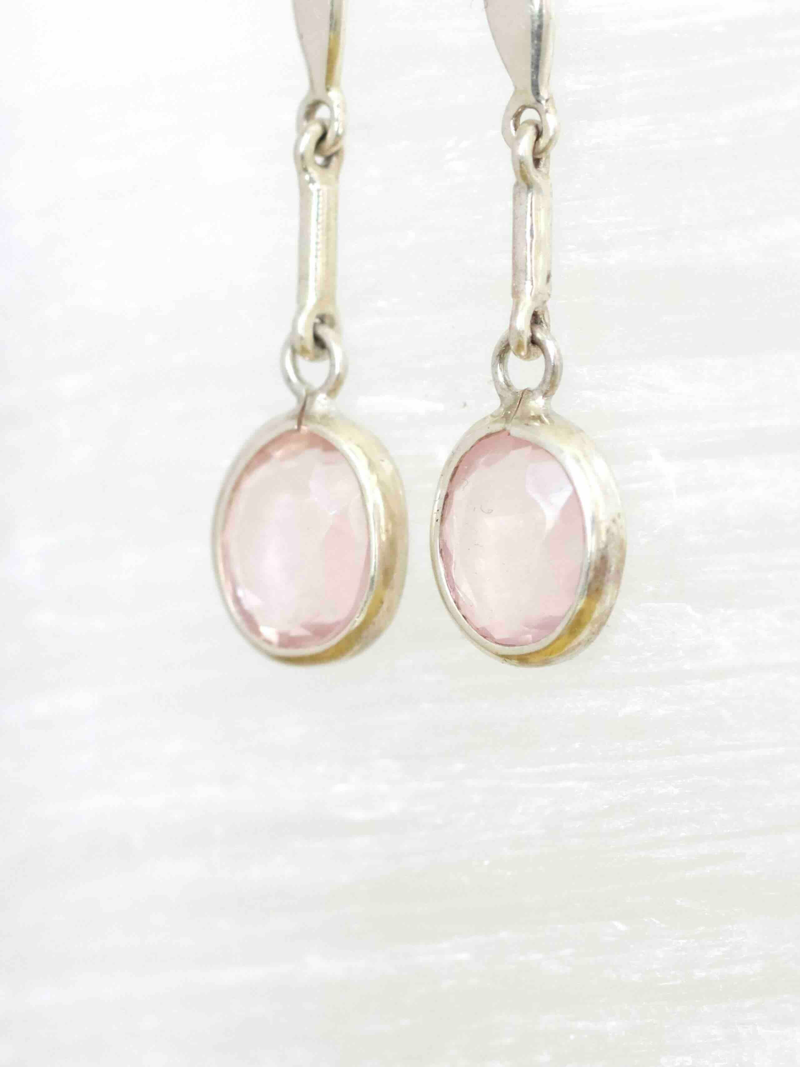 Boucles d'oreilles Quartz rose & Argent 925 | Amour & Douceur