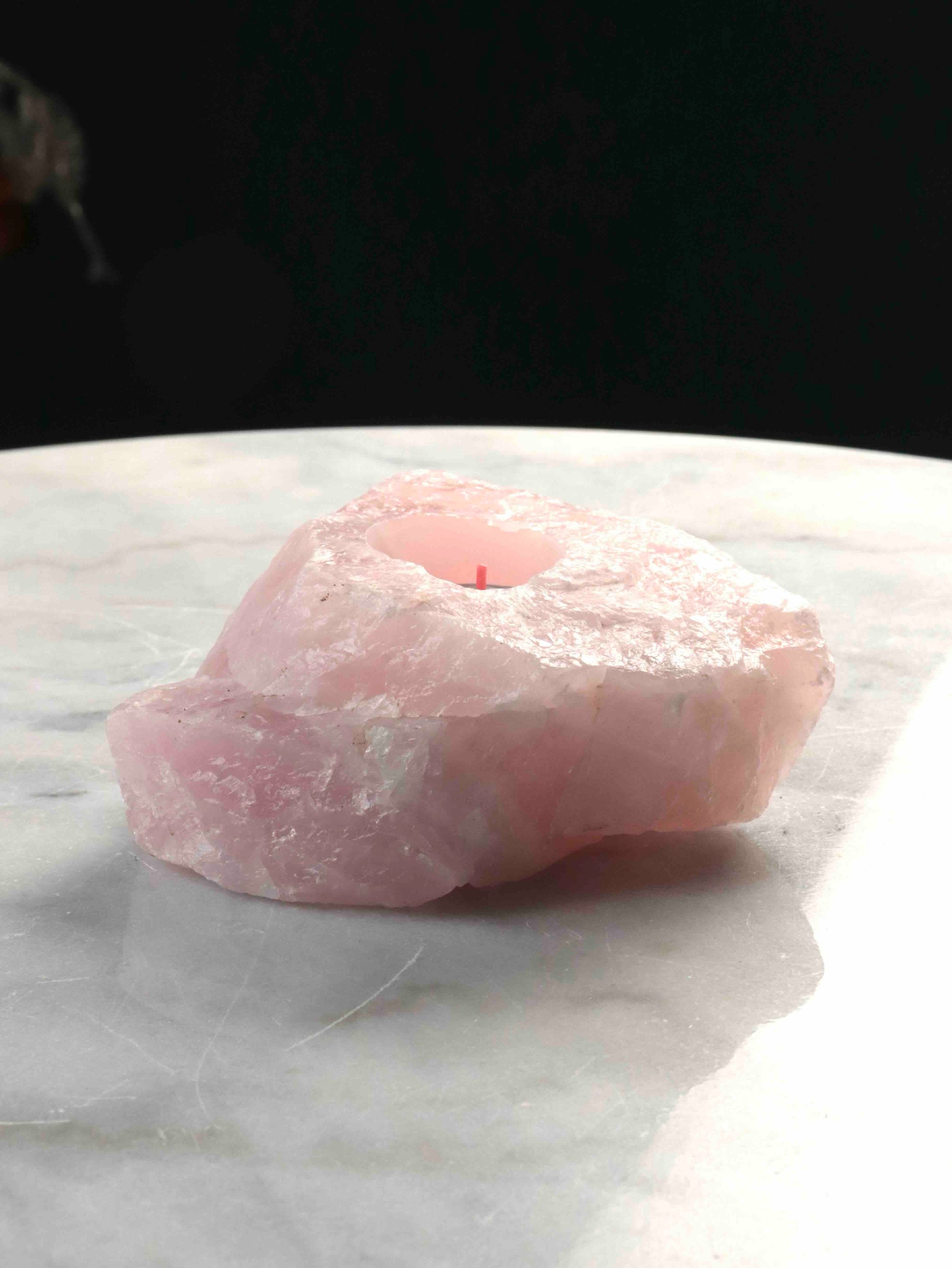 Bougeoir en Quartz rose | Amour & Douceur
