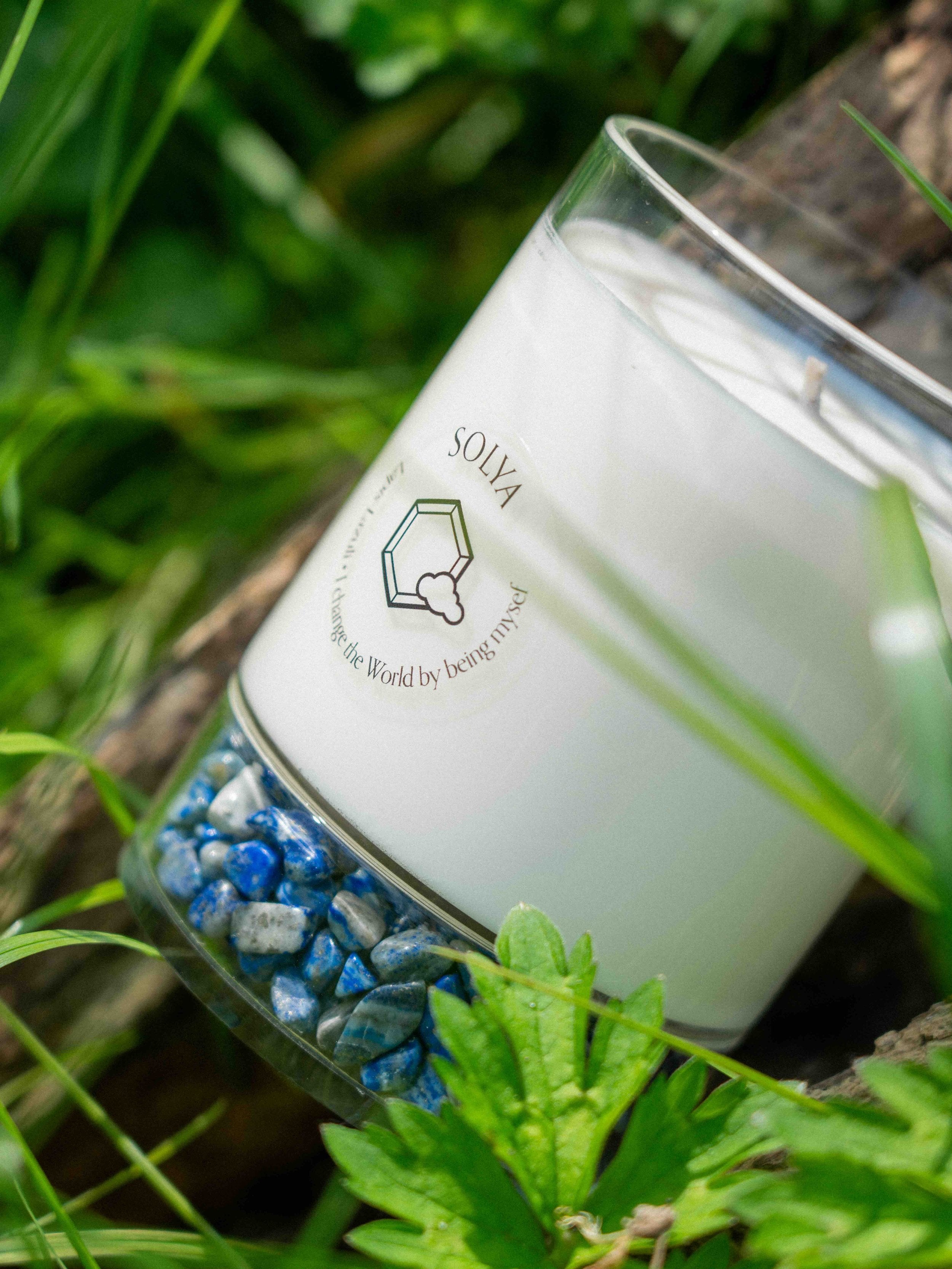 Bougie Lapis-Lazuli | Pierre pour s'affirmer | SOLYA | Pierres ethiques et naturelles en Belgique | Bijoux, cristaux et mineraux