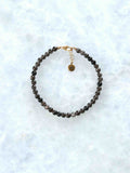 Bracelet en Obsidienne argentée avec fermoir en plaqué or, bijou d'intention pour défaire les blocages – SOLYA