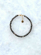 Bracelet en Obsidienne argentée avec fermoir en plaqué or, bijou d'intention pour défaire les blocages – SOLYA