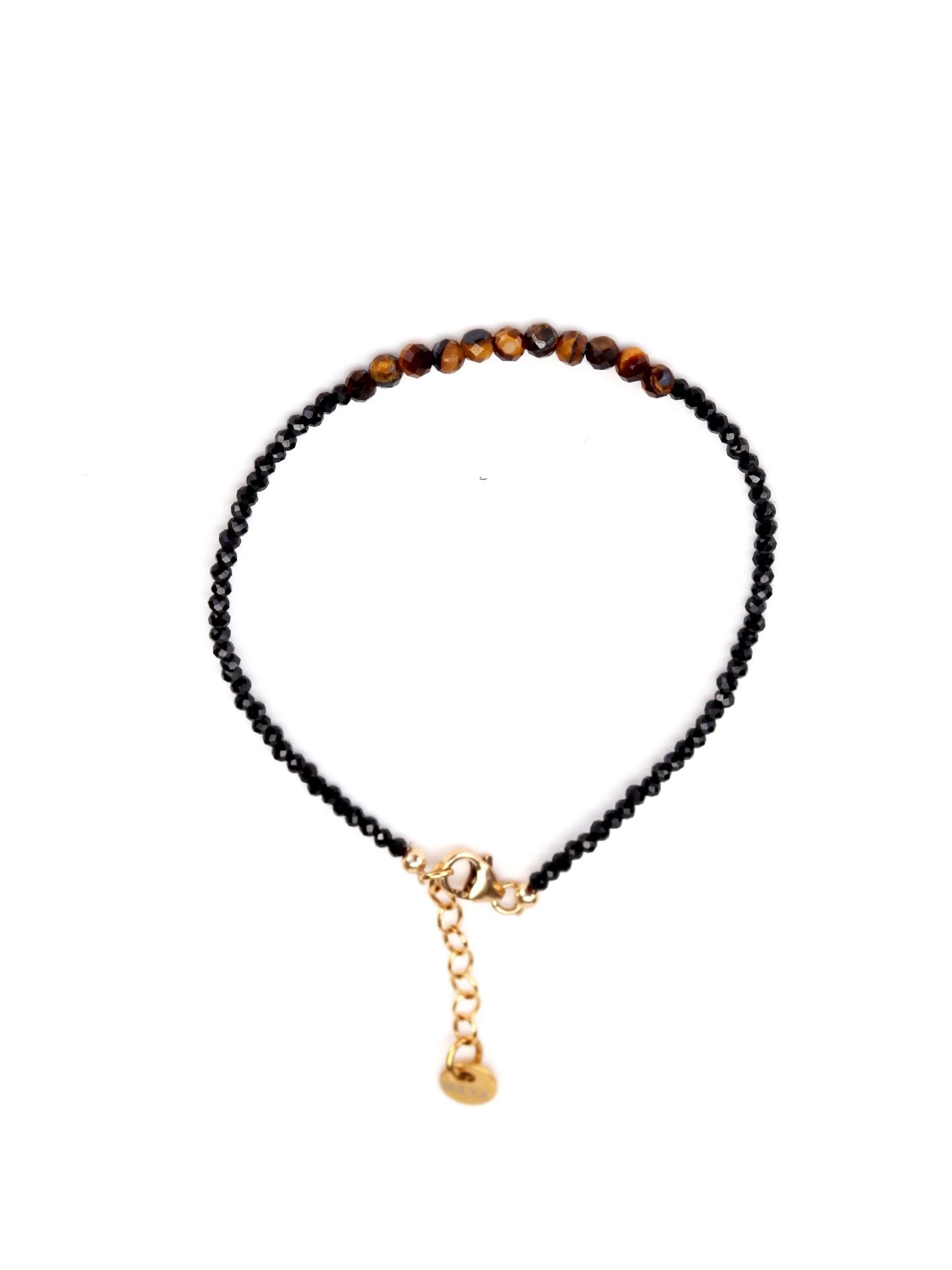 Bracelet Tourmaline noire et Oeil de Tigre | Pierre pour la protection | SOLYA | Bijoux, pierres, cristaux & minéraux en Belgique | Ethique et naturelle