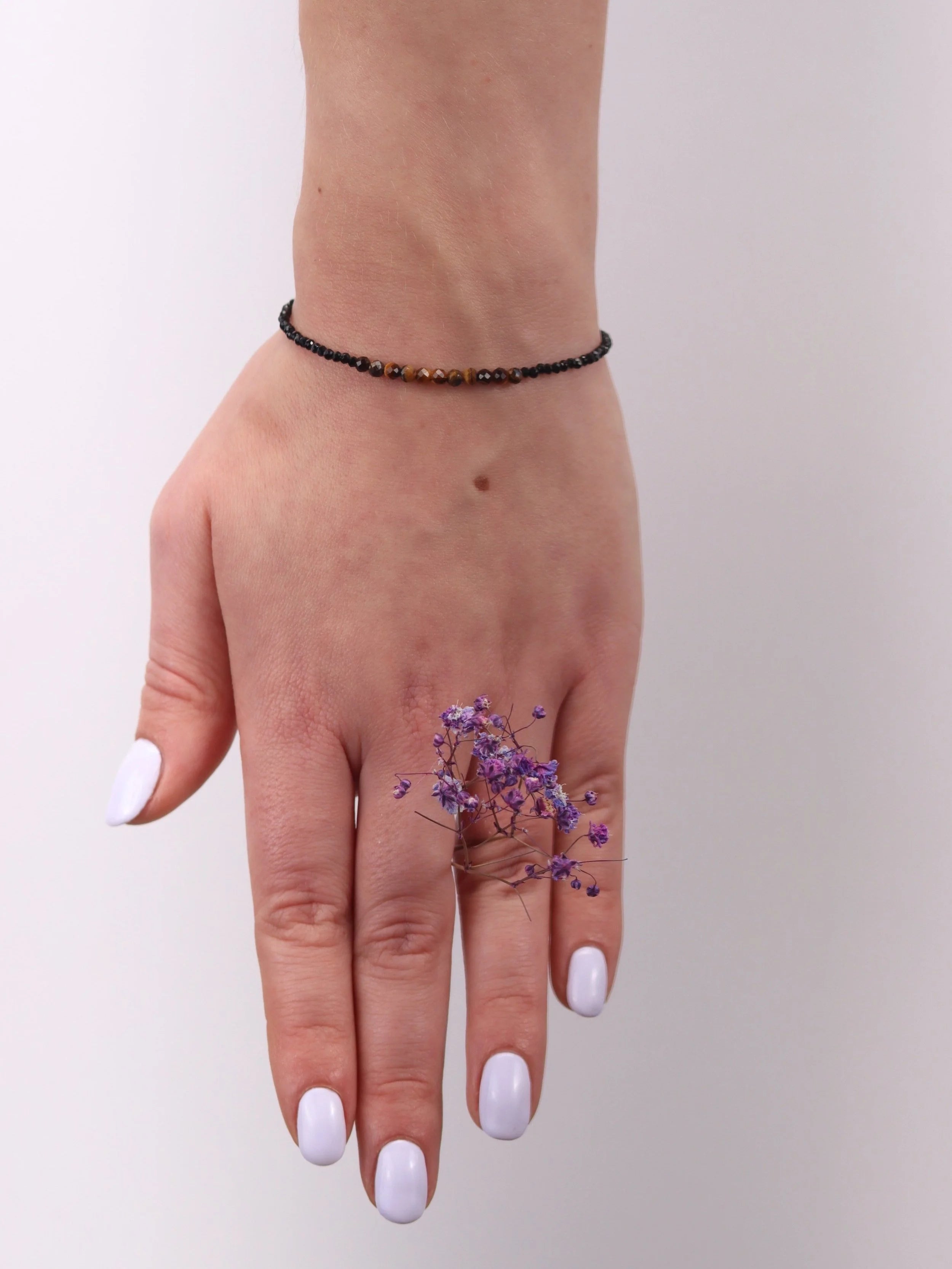 Bracelet Tourmaline noire et Oeil de Tigre | Pierre pour la protection | SOLYA | Bijoux, pierres, cristaux & minéraux en Belgique | Ethique et naturelle