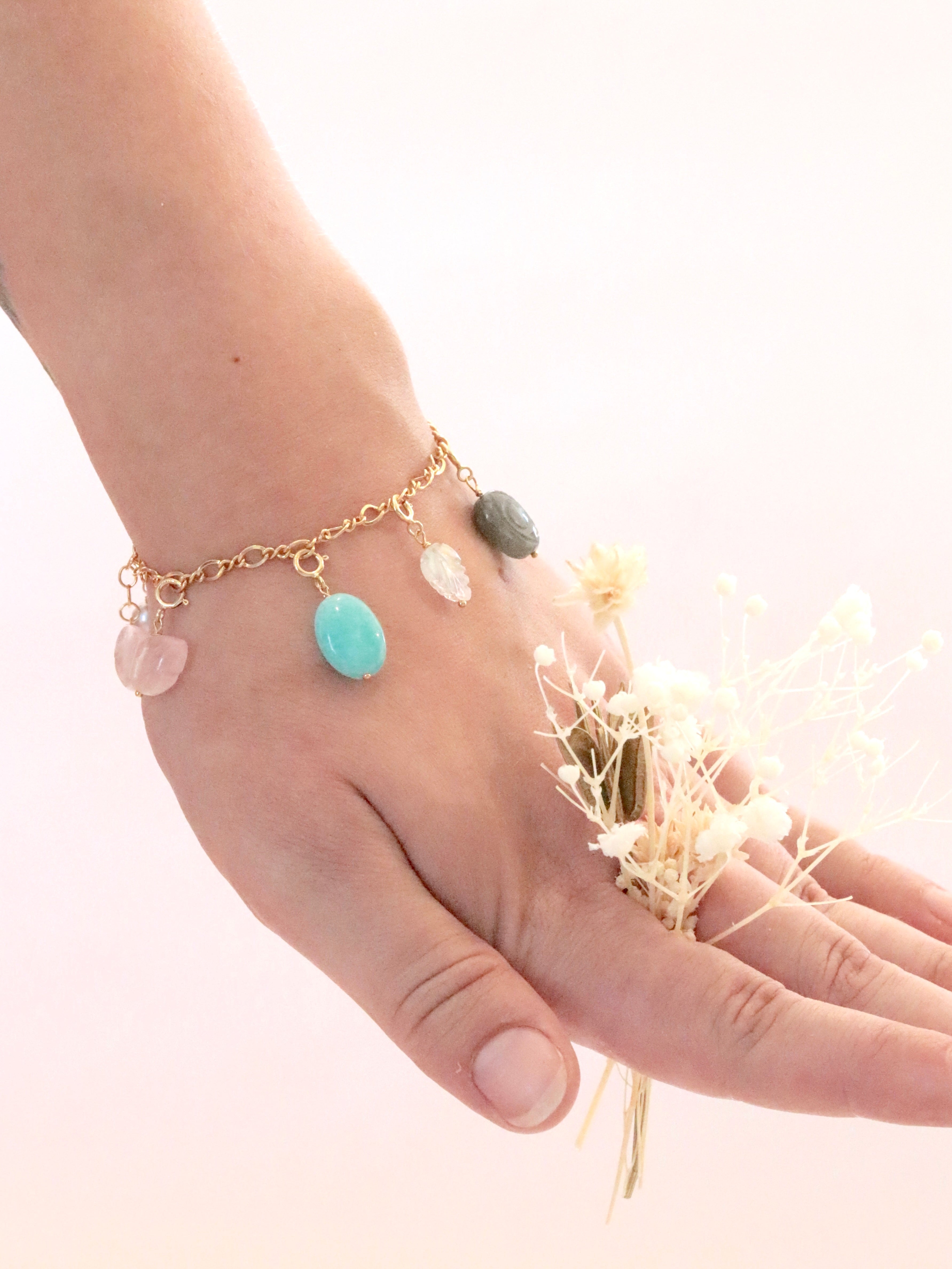 Bracelet à Charms en Gold-filled 14K SOLYA — bijou personnalisable fabriqué en Belgique