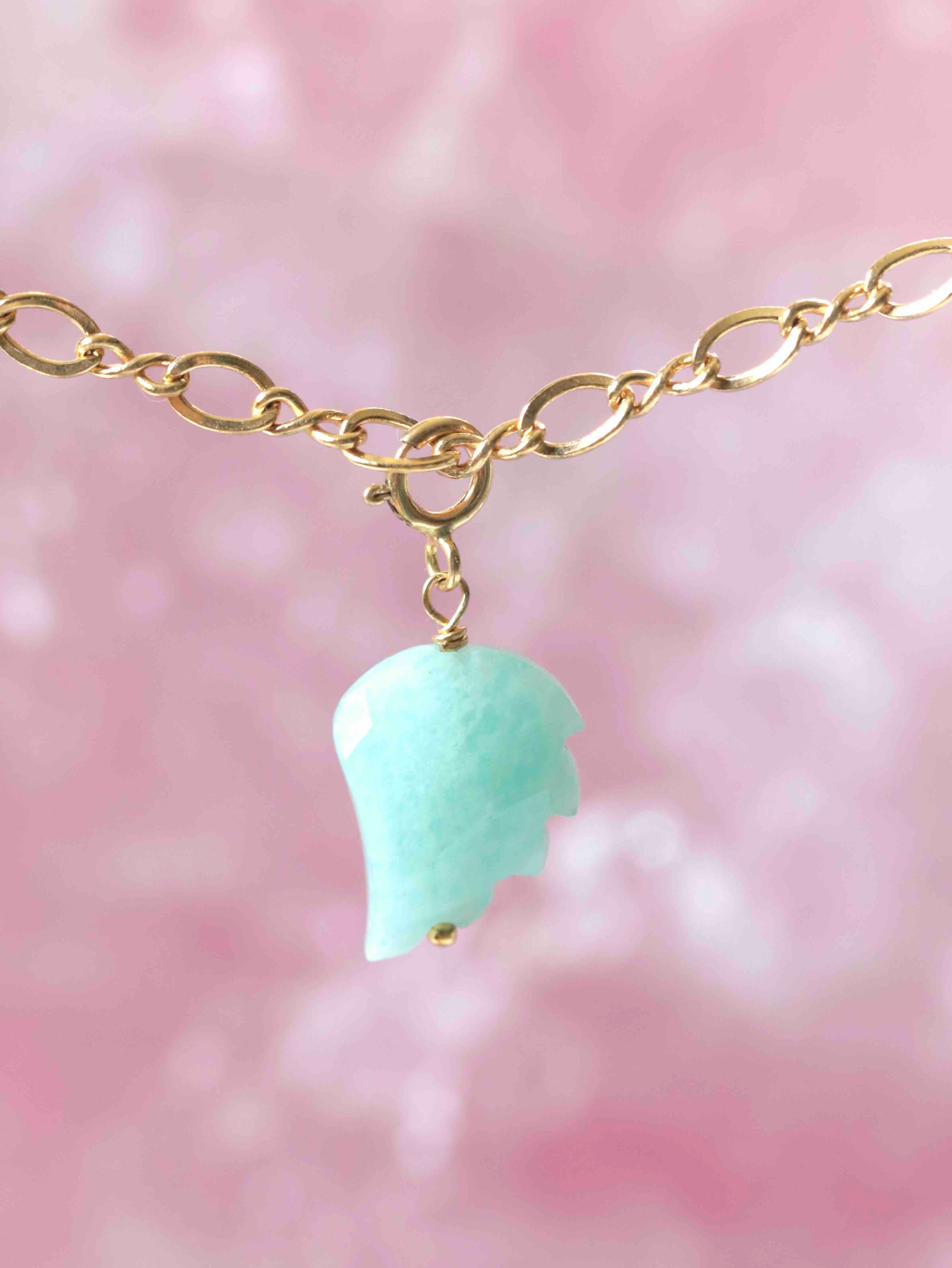 Charm aile en Amazonite et Gold-filled 14K SOLYA — pierre du second souffle et de la bienveillance