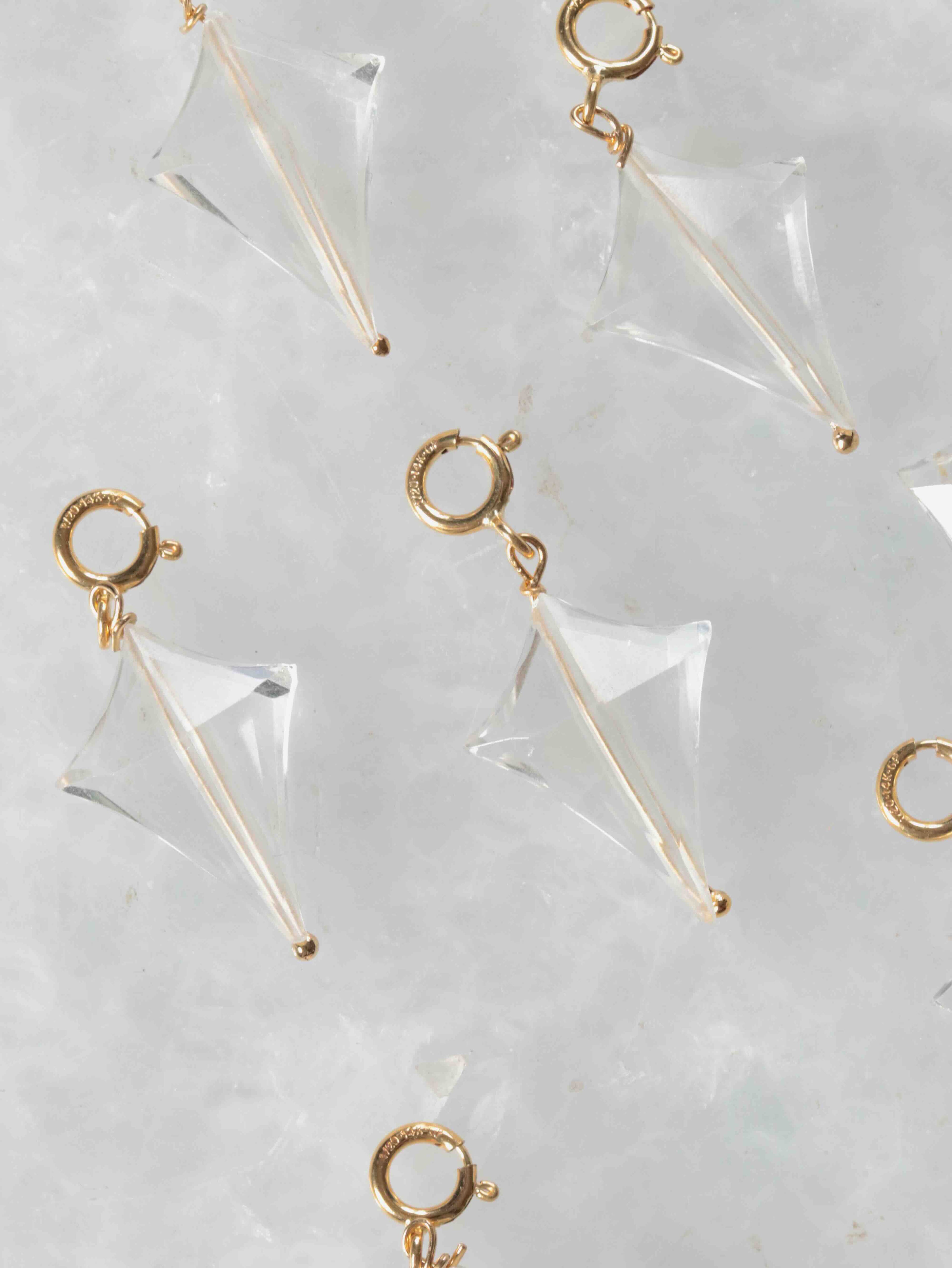 Charm cerf-volant en Cristal de Roche & Gold-filled 14K — Bijou pierre naturelle SOLYA