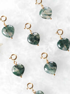 Charm cœur en Agate mousse & Gold-filled 14K — Bijou pierre naturelle SOLYA