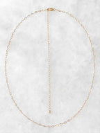 Chaîne Gold-filled 14K à maillons ovales avec rallonge jusqu'à 57 cm — base collier à charms SOLYA, pierre naturelle compatible