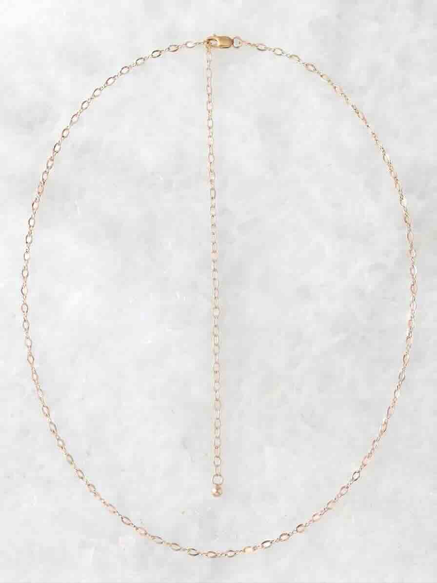 Chaîne Gold-filled 14K à maillons ovales avec rallonge jusqu'à 57 cm — base collier à charms SOLYA, pierre naturelle compatible