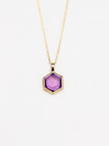 Collier hexagone en Améthyste & Or 18 ct | Pierre pour se détendre & se reconnecter | SOLYA | Boutique belge de pierres, bijoux, cristaux et minéraux | Ethique & Traçable