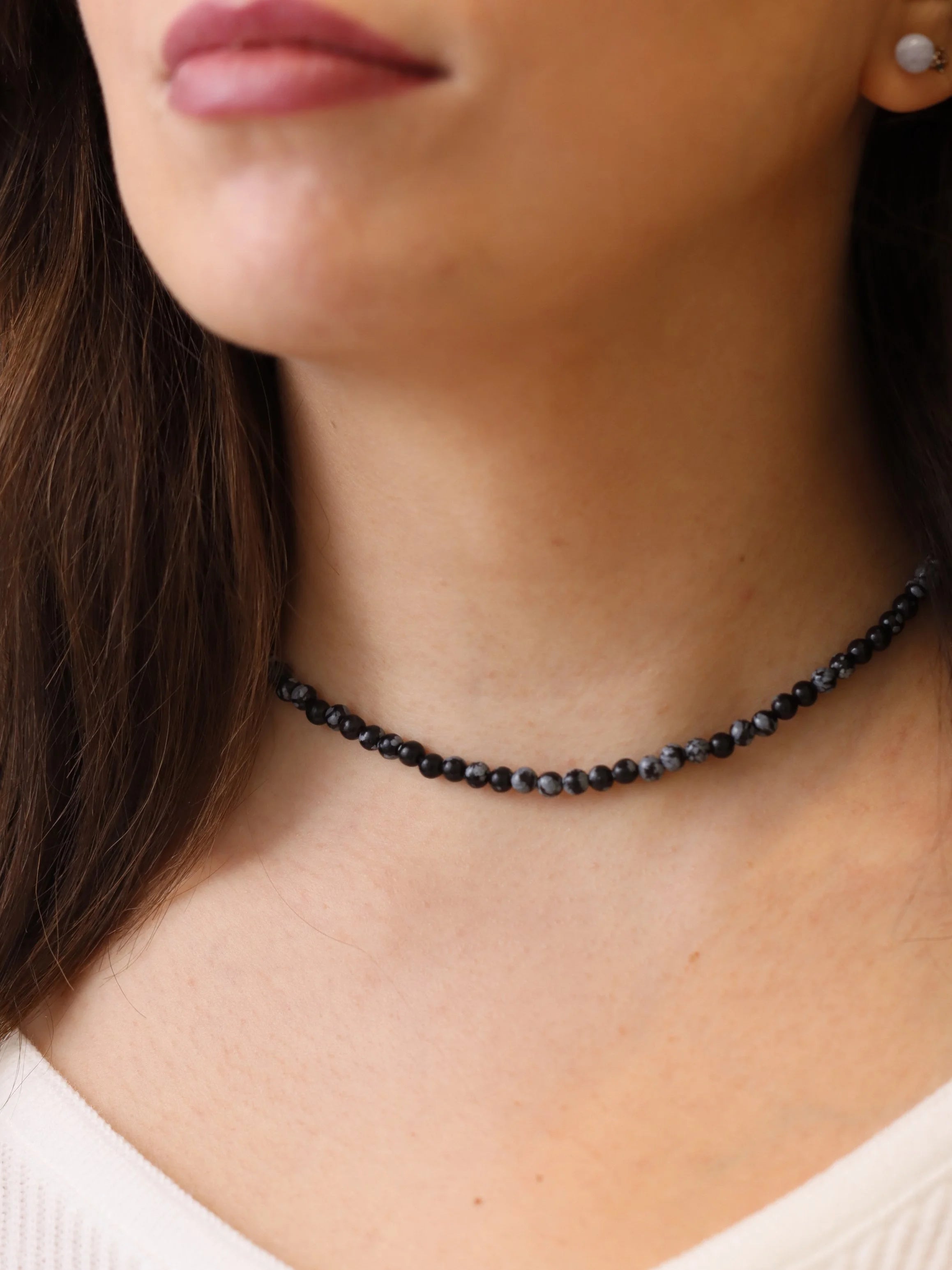 Collier obsidienne | Pierre pour voir le positif | SOLYA | Bijoux, pierres, cristaux & minéraux en Belgique | Ethique et naturel