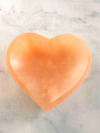 Large orange Selenite heart bowl 𖢻 Vivacity & Awakening