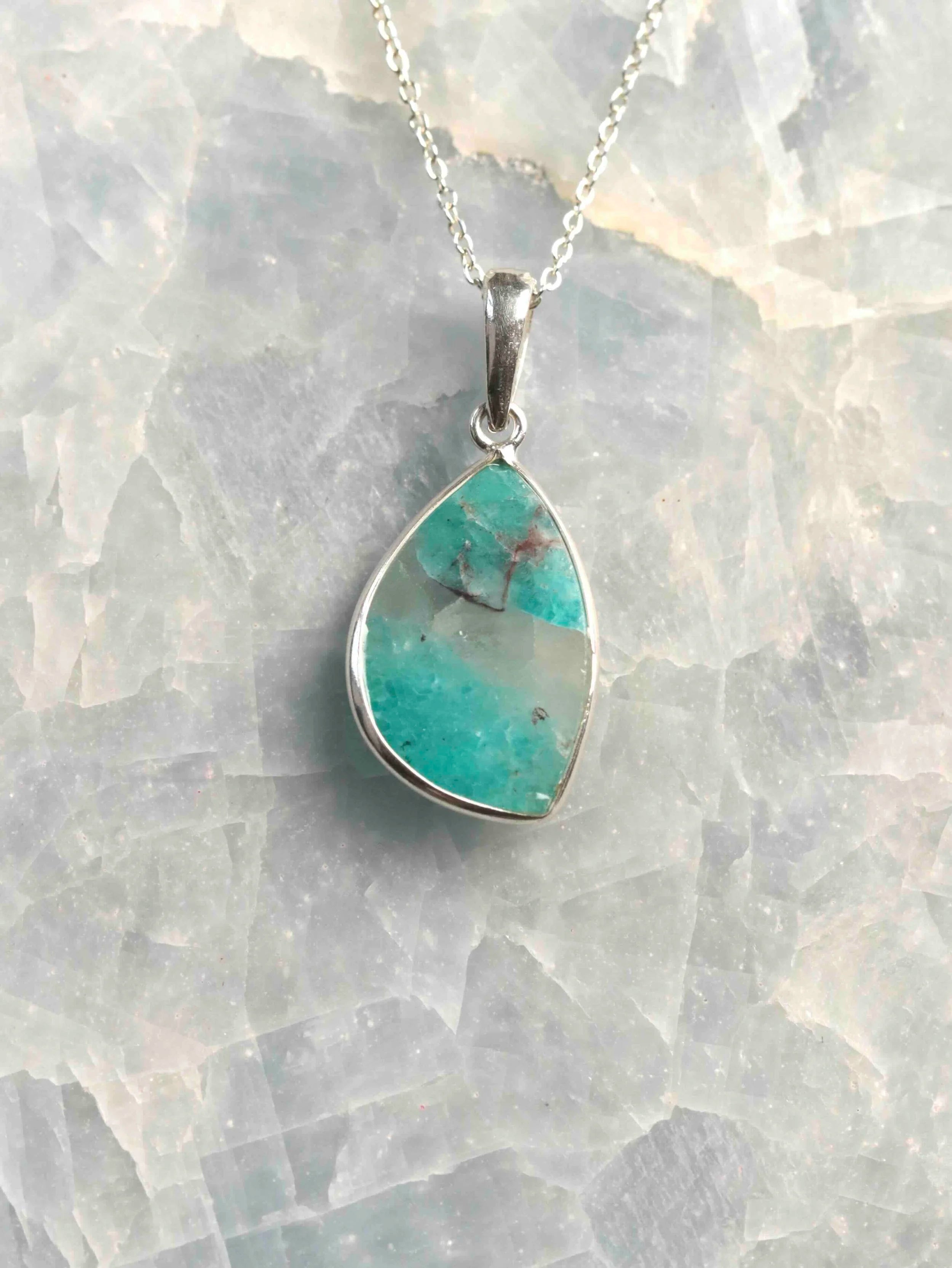 Pendentif Amazonite Argent 925 - Pierre pour le second souffle - SOLYA - Eshop de lithothérapie - Magasin de pierres éthique