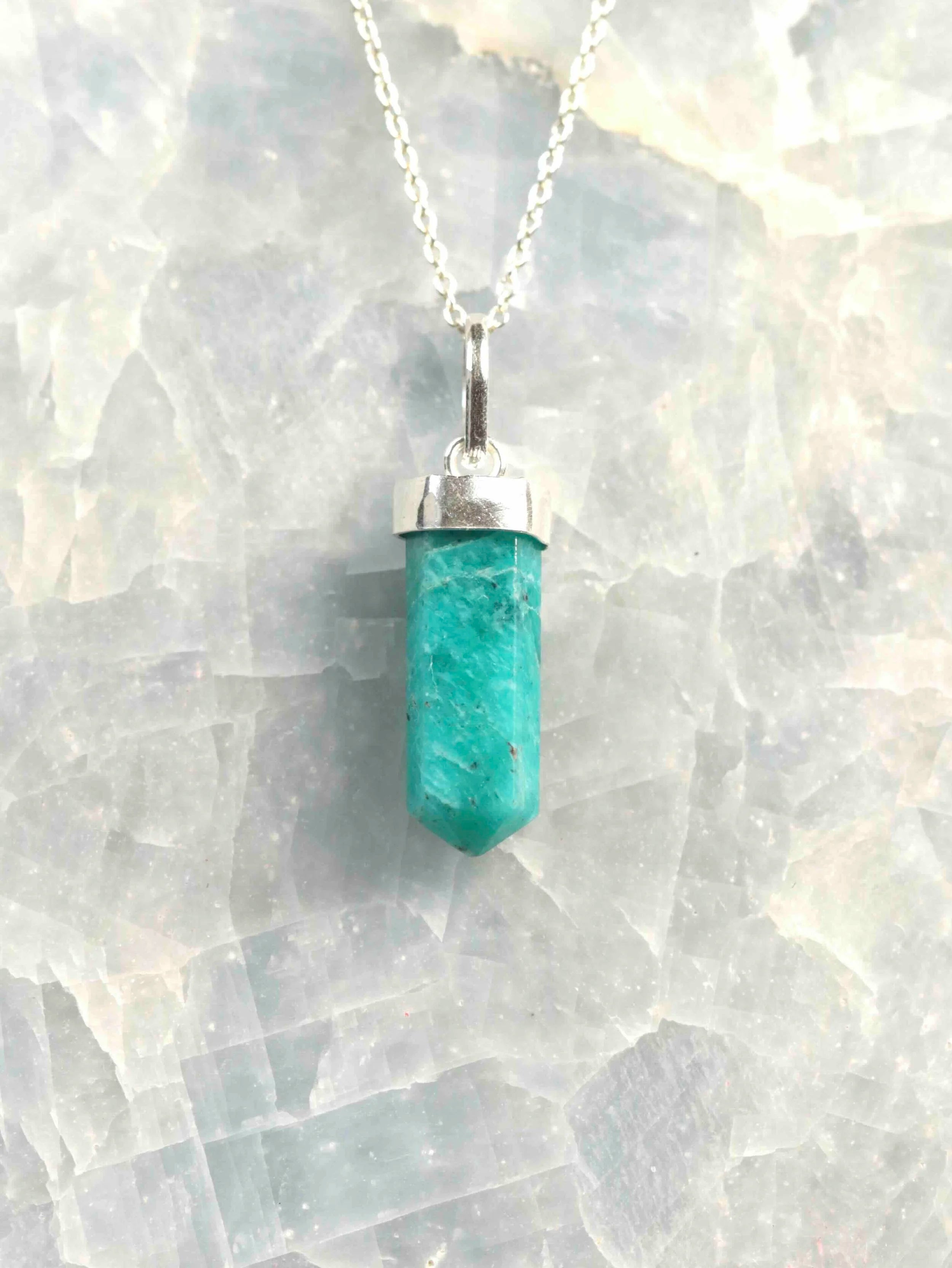 Pendentif Amazonite Argent 925 - Pierre pour le second souffle - SOLYA - Eshop de lithothérapie - Magasin de pierres éthique & naturelle