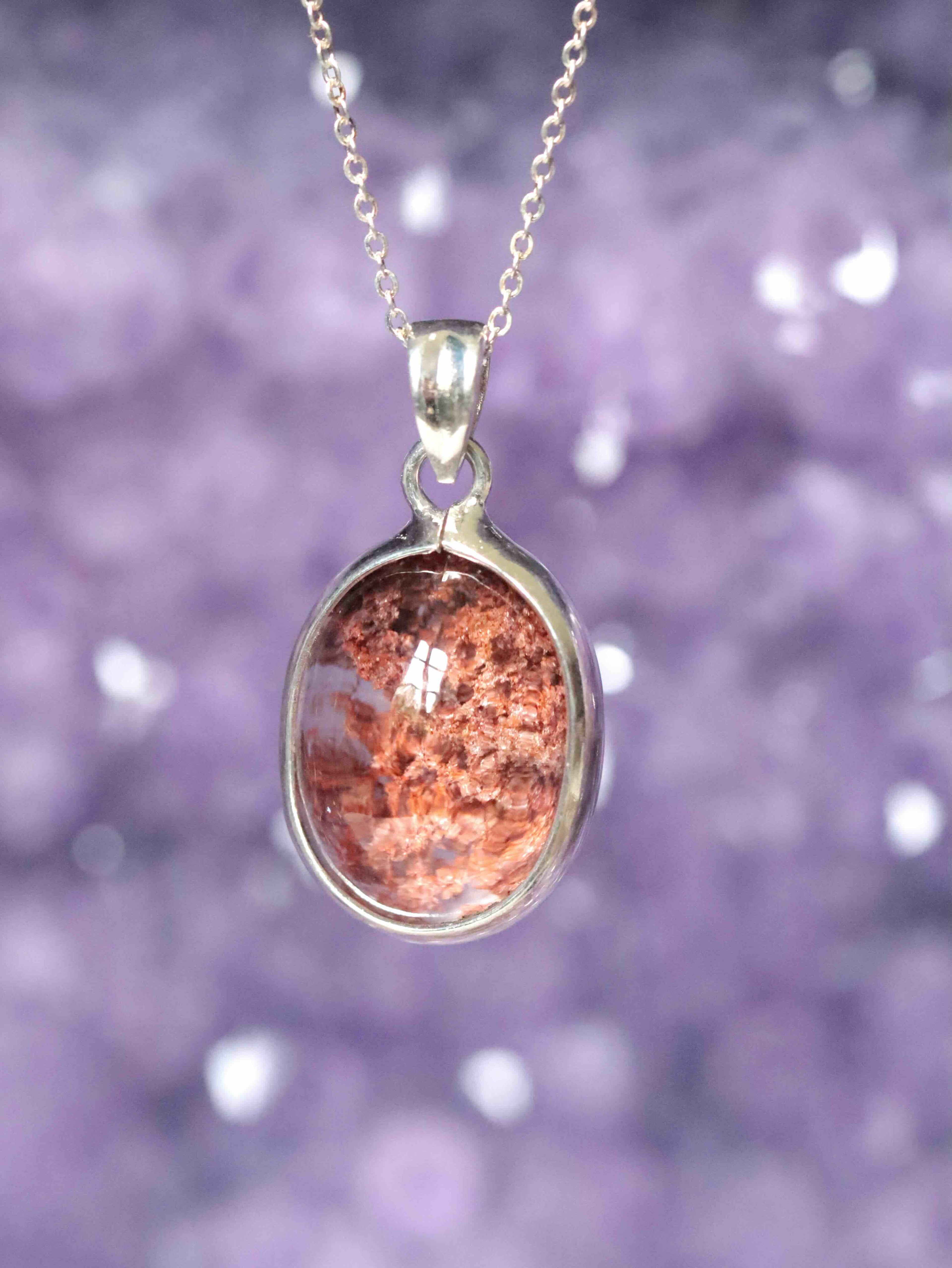 Pendentif Quartz lodolite & Argent 925 - Pierre pour cutiver son jardin - SOLYA - Bijoux, Cristaux et mineraux en Belgique - Boutique de pierres naturelles et ethiques