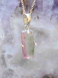 Pendentif Tourmaline melon d'eau pastelle & Argent 925 - Pierre pour se faire confiance & aimer - SOLYA - Bijoux, Cristaux et mineraux en Belgique - Boutique de pierres naturelles et ethiques
