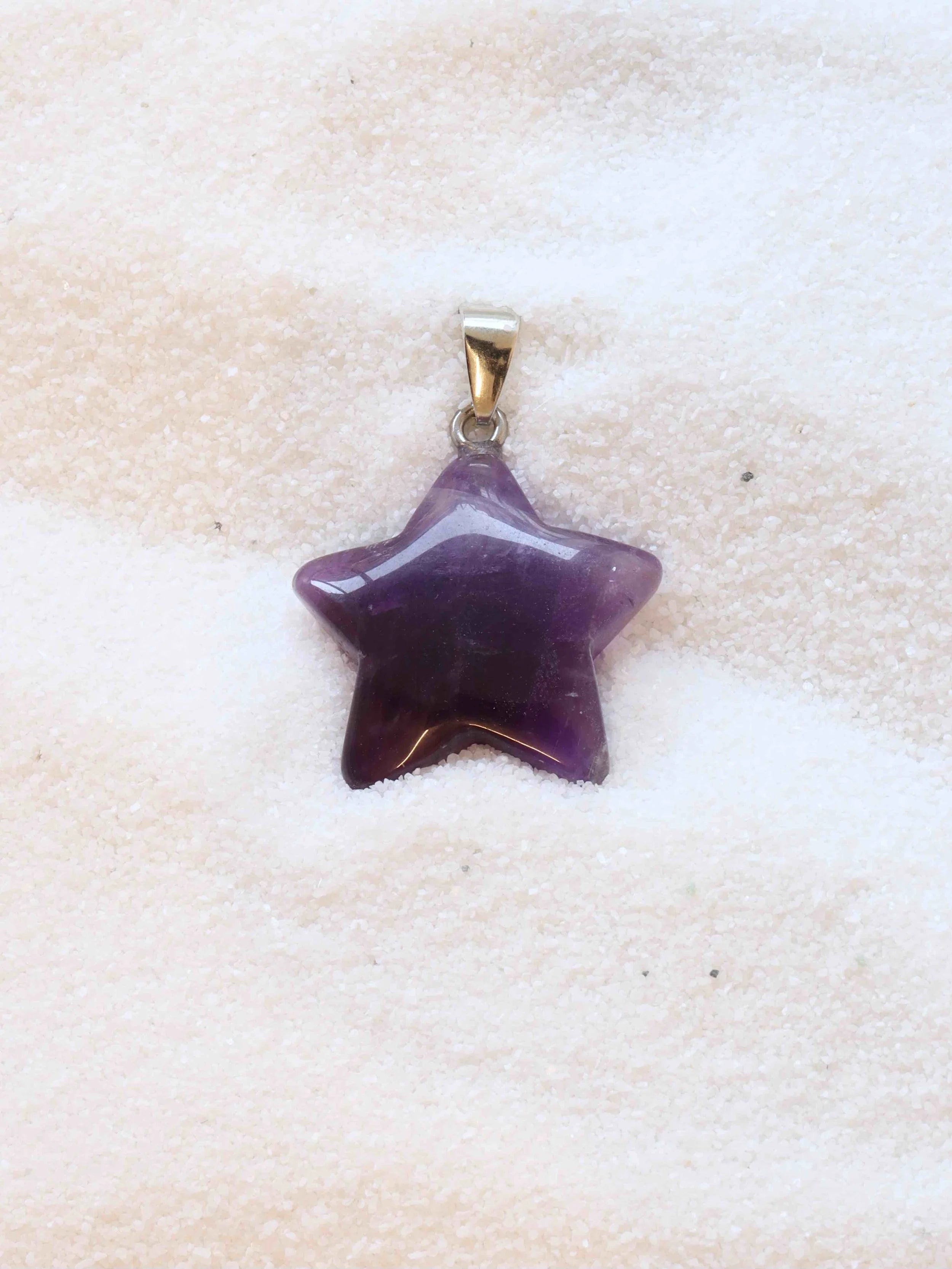 Pendentif etoile Amethyste | Pierre pour se detendre et se reconnecter | SOLYA | Bijoux, pierres, cristaux & minéraux en Belgique | Ethique et naturel