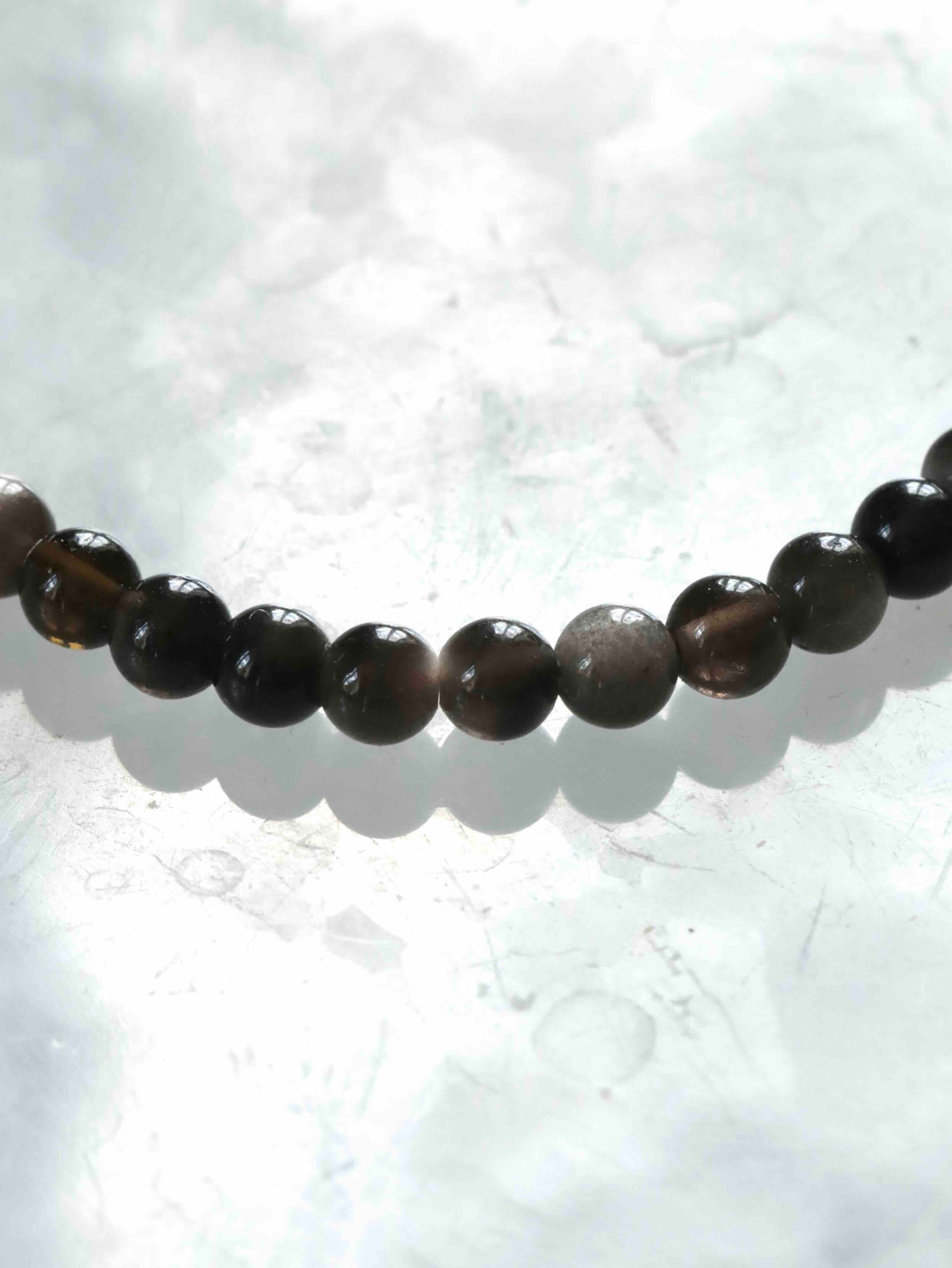 Perles d'Obsidienne argentée 4 mm, pierre naturelle pour être maître de son destin – SOLYA