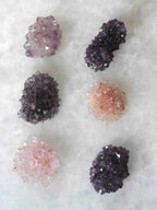 Six mini fleurs d'améthyste naturelles du Brésil, cristaux violets à 360°, spécimens uniques SOLYA
