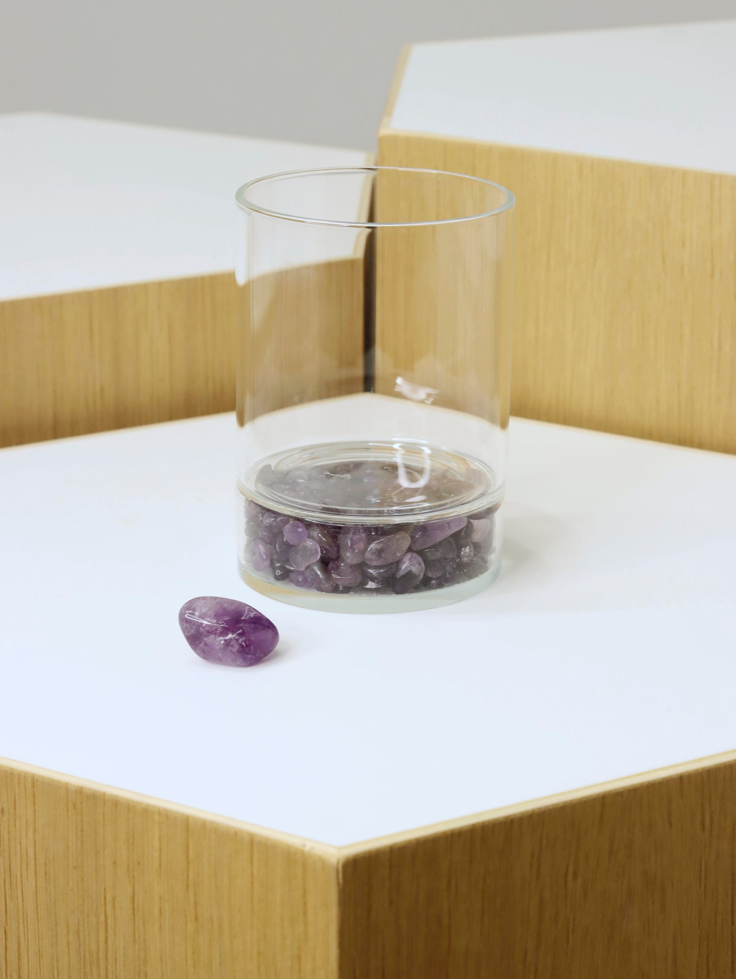 Verre à bougie Amethyste | Pierre pour se détendre & se reconnecter | SOLYA | Boutique belge de pierres, bijoux, cristaux et minéraux | Ethique & Traçable